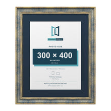 Cassis Blue 50 x 40 cm picture frame with a pacific blue mount for a 40 x 30 cm photo