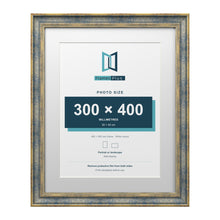 Cassis Blue 50 x 40 cm picture frame with a white mount for a 40 x 30 cm photo