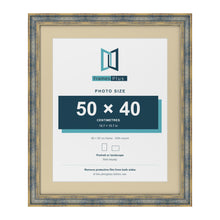 Cassis Blue 60 x 50 cm picture frame with an ivory mount for a 50 x 40 cm photo