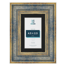 Cassis Blue 6 x 4 inch picture frame with a black mount for a 4.5 x 2.5 inch photo
