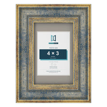 Cassis Blue 6 x 4 inch picture frame with a dawn grey mount for a 4 x 3 inch photo