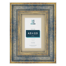 Cassis Blue 6 x 4 inch picture frame with an ivory mount for a 4.5 x 2.5 inch photo
