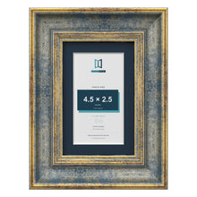 Cassis Blue 6 x 4 inch picture frame with a pacific blue mount for a 4.5 x 2.5 inch photo