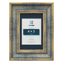 Cassis Blue 6 x 4 inch picture frame with a pacific blue mount for a 4 x 3 inch photo