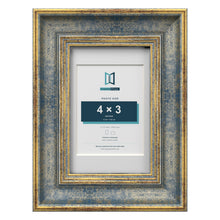 Cassis Blue 6 x 4 inch picture frame with a white mount for a 4 x 3 inch photo