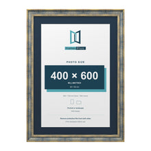 Cassis Blue 70 x 50 cm picture frame with a pacific blue mount for a 60 x 40 cm photo
