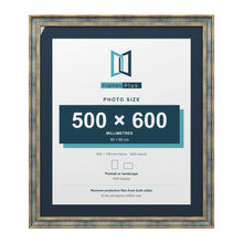 Cassis Blue 70 x 60 cm picture frame with a pacific blue mount for a 60 x 50 cm photo