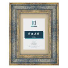 Cassis Blue 7 x 5 inch picture frame with an ivory mount for a 5 x 3.5 inch photo