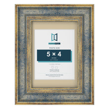 Cassis Blue 7 x 5 inch picture frame with an ivory mount for a 5 x 4 inch photo