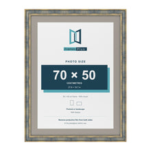Cassis Blue 80 x 60 cm picture frame with a dawn grey mount for a 70 x 50 cm photo