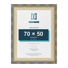 Cassis Blue 80 x 60 cm picture frame with an ivory mount for a 70 x 50 cm photo