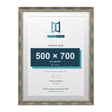 Cassis Blue 80 x 60 cm picture frame with a white mount for a 70 x 50 cm photo