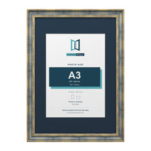 Cassis Blue A2 picture frame with a pacific blue mount for an A3 photo
