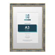 Cassis Blue A2 picture frame with a white mount for an A3 photo