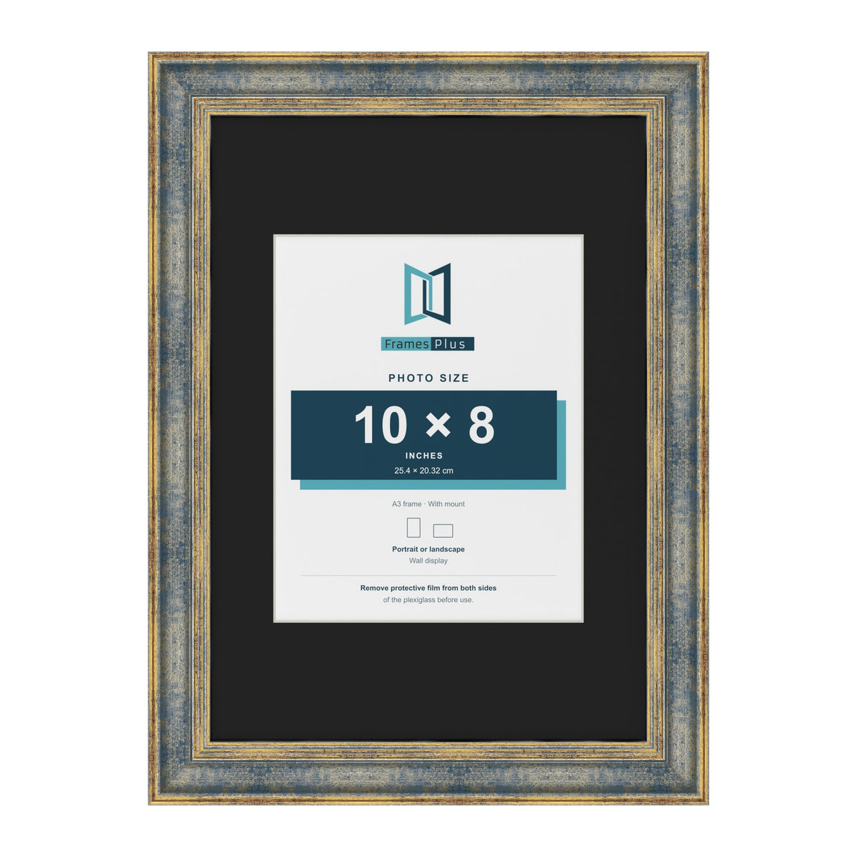 Cassis Blue A3 picture frame with a black mount for a 10 x 8 inch photo