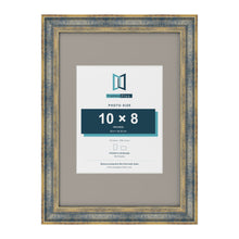 Cassis Blue A3 picture frame with a dawn grey mount for a 10 x 8 inch photo