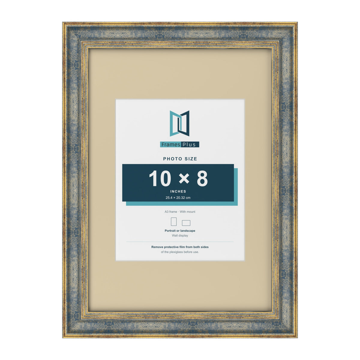 Cassis Blue A3 picture frame with an ivory mount for a 10 x 8 inch photo