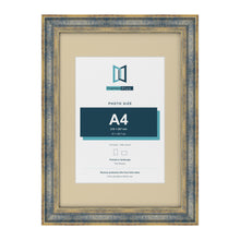 Cassis Blue A3 picture frame with an ivory mount for an A4 photo