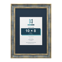 Cassis Blue A3 picture frame with a pacific blue mount for a 10 x 8 inch photo