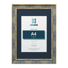 Cassis Blue A3 picture frame with a pacific blue mount for an A4 photo