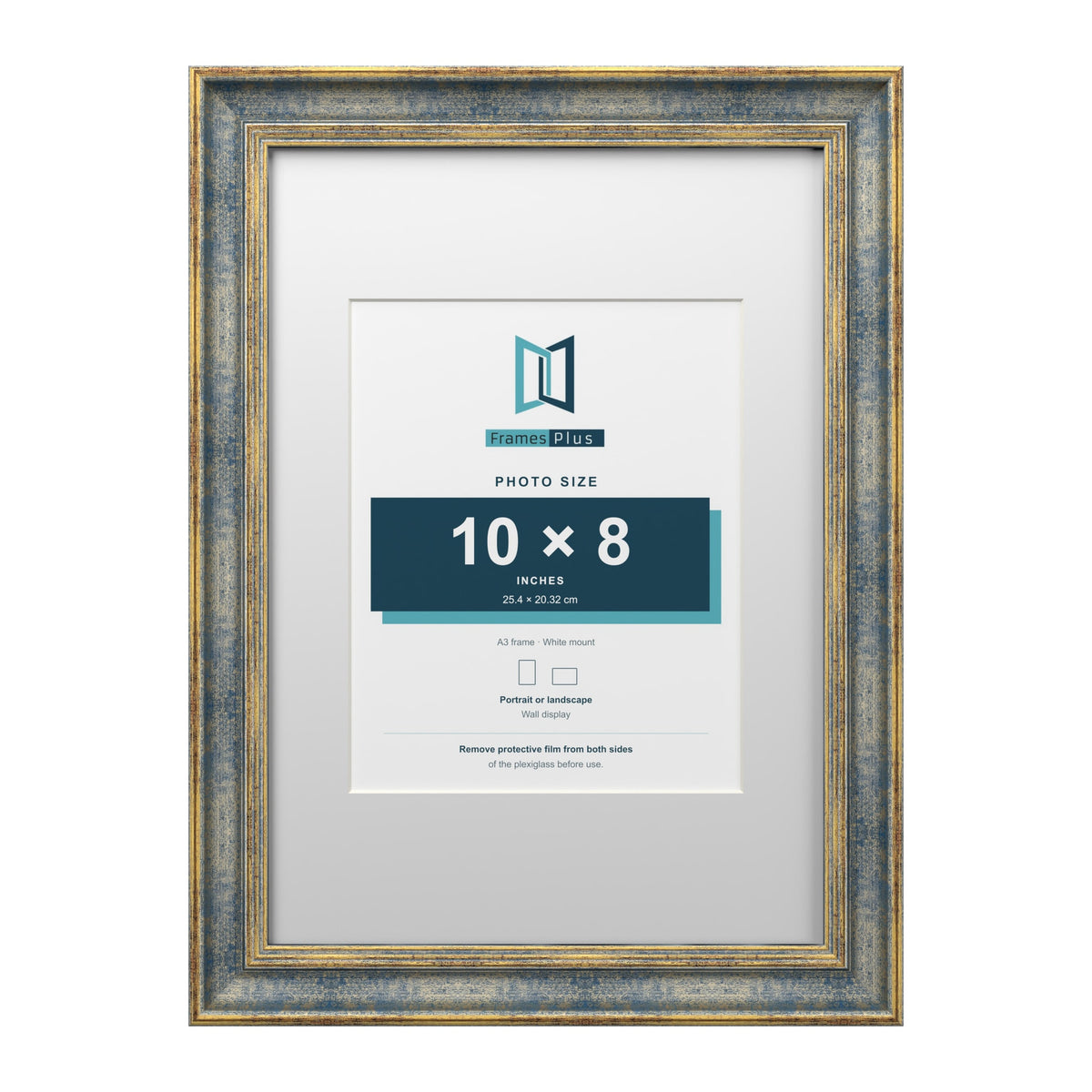 Cassis Blue A3 picture frame with a white mount for a 10 x 8 inch photo