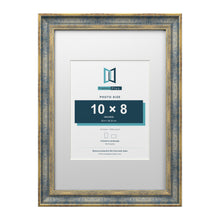 Cassis Blue A3 picture frame with a white mount for a 10 x 8 inch photo