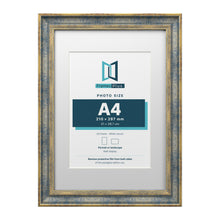 Cassis Blue A3 picture frame with a white mount for an A4 photo