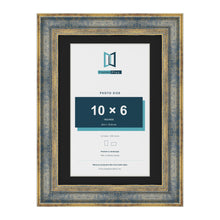 Cassis Blue A4 picture frame with a black mount for a 10 x 6 inch photo