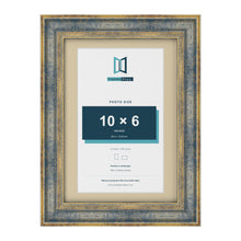 Cassis Blue A4 picture frame with an ivory mount for a 10 x 6 inch photo