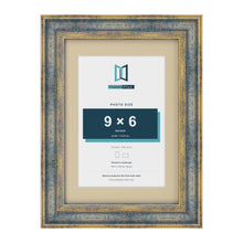 Cassis Blue A4 picture frame with an ivory mount for a 9 x 6 inch photo