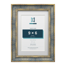Cassis Blue A4 picture frame with a white mount for a 9 x 6 inch photo
