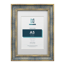 Cassis Blue A4 picture frame with a white mount for an A5 photo