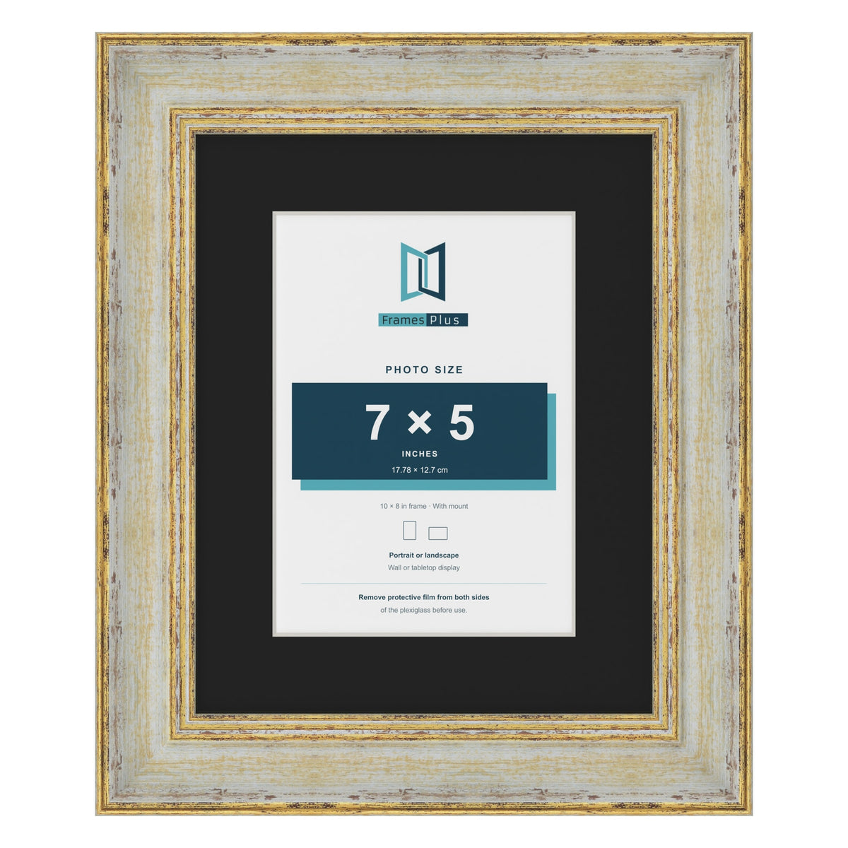 Cassis Cream 10 x 8 inch picture frame with a black mount for a 7 x 5 inch photo