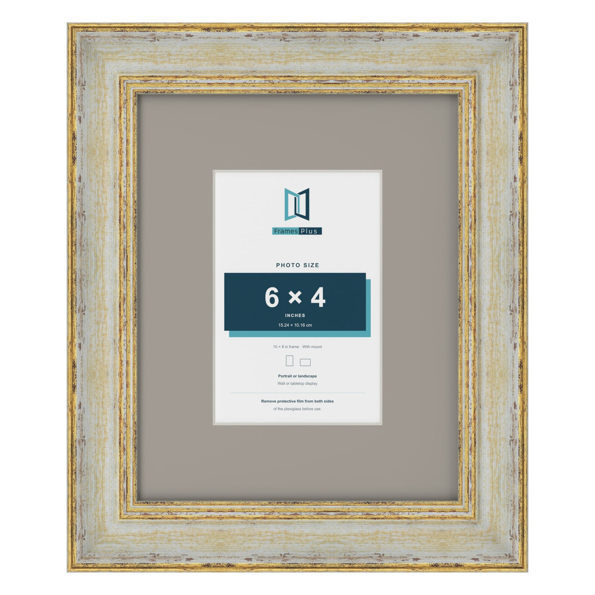 Cassis Cream 10 x 8 inch picture frame with a dawn grey mount for a 6 x 4 inch photo
