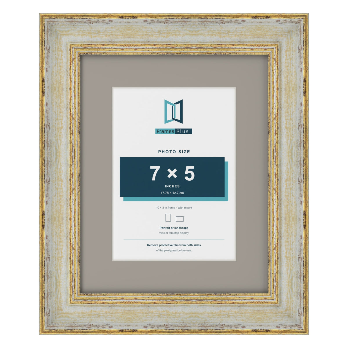 Cassis Cream 10 x 8 inch picture frame with a dawn grey mount for a 7 x 5 inch photo