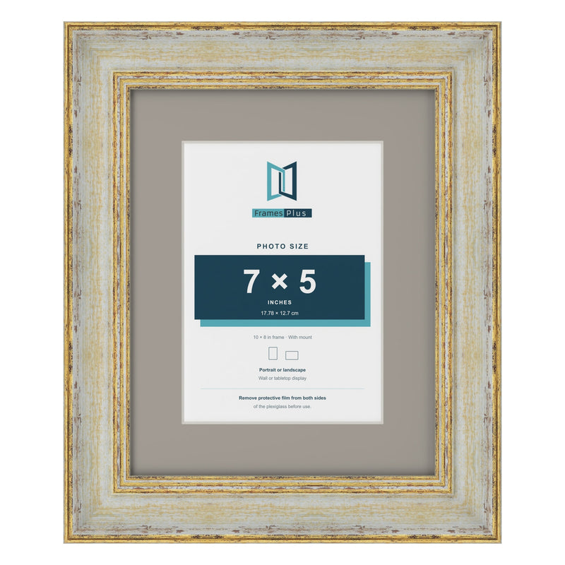 Cassis Cream 10 x 8 inch picture frame with a dawn grey mount for a 7 x 5 inch photo