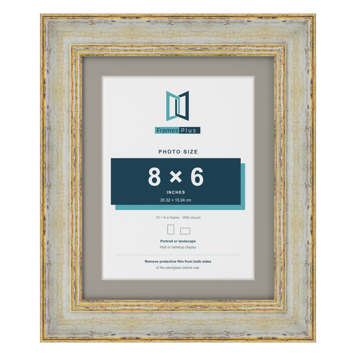 Cassis Cream 10 x 8 inch picture frame with a dawn grey mount for an 8 x 6 inch photo