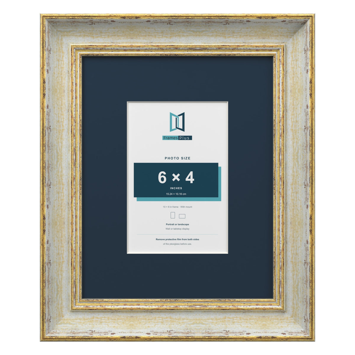 Cassis Cream 10 x 8 inch picture frame with a pacific blue mount for a 6 x 4 inch photo