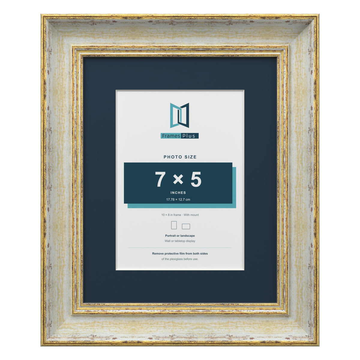 Cassis Cream 10 x 8 inch picture frame with a pacific blue mount for a 7 x 5 inch photo