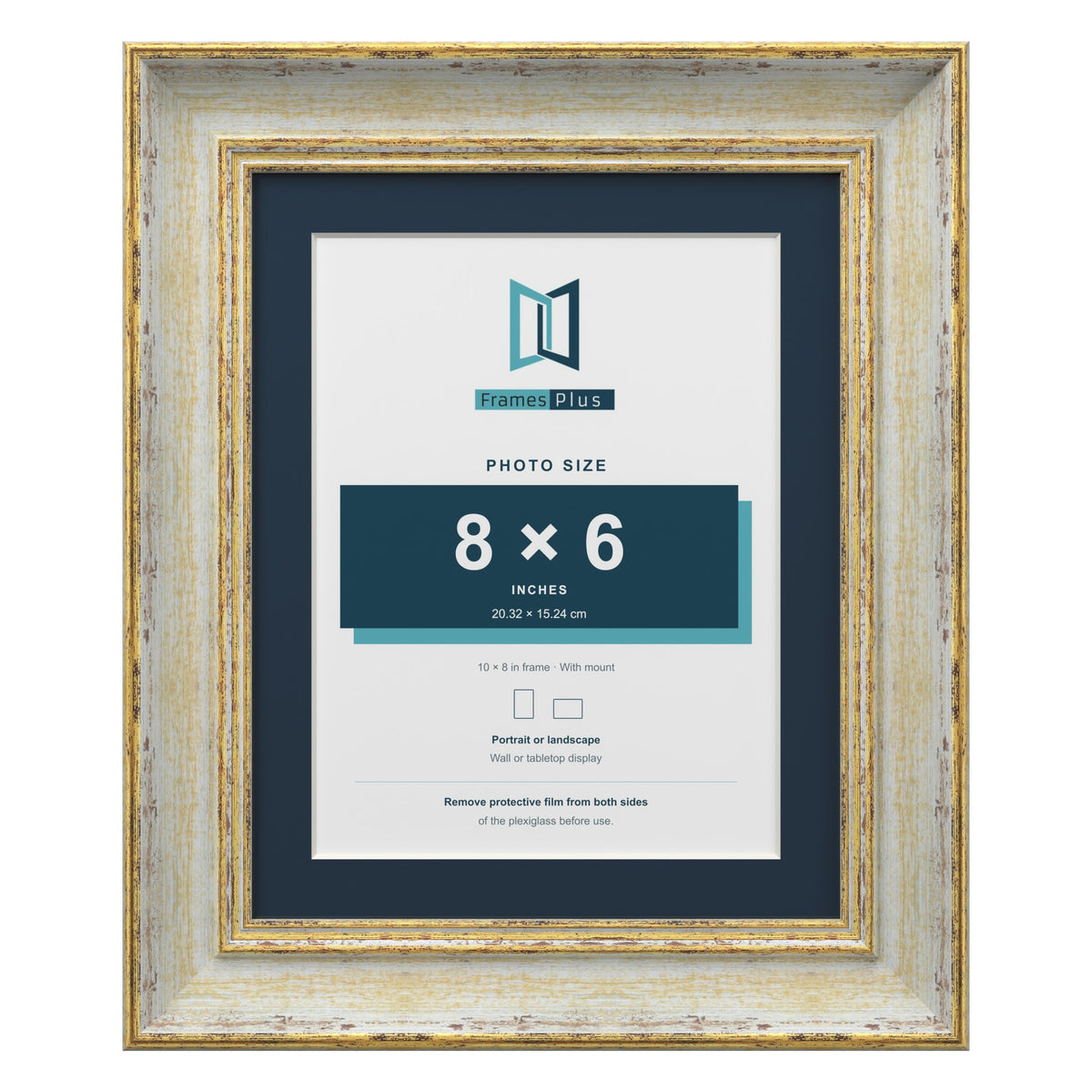 Cassis Cream 10 x 8 inch picture frame with a pacific blue mount for an 8 x 6 inch photo