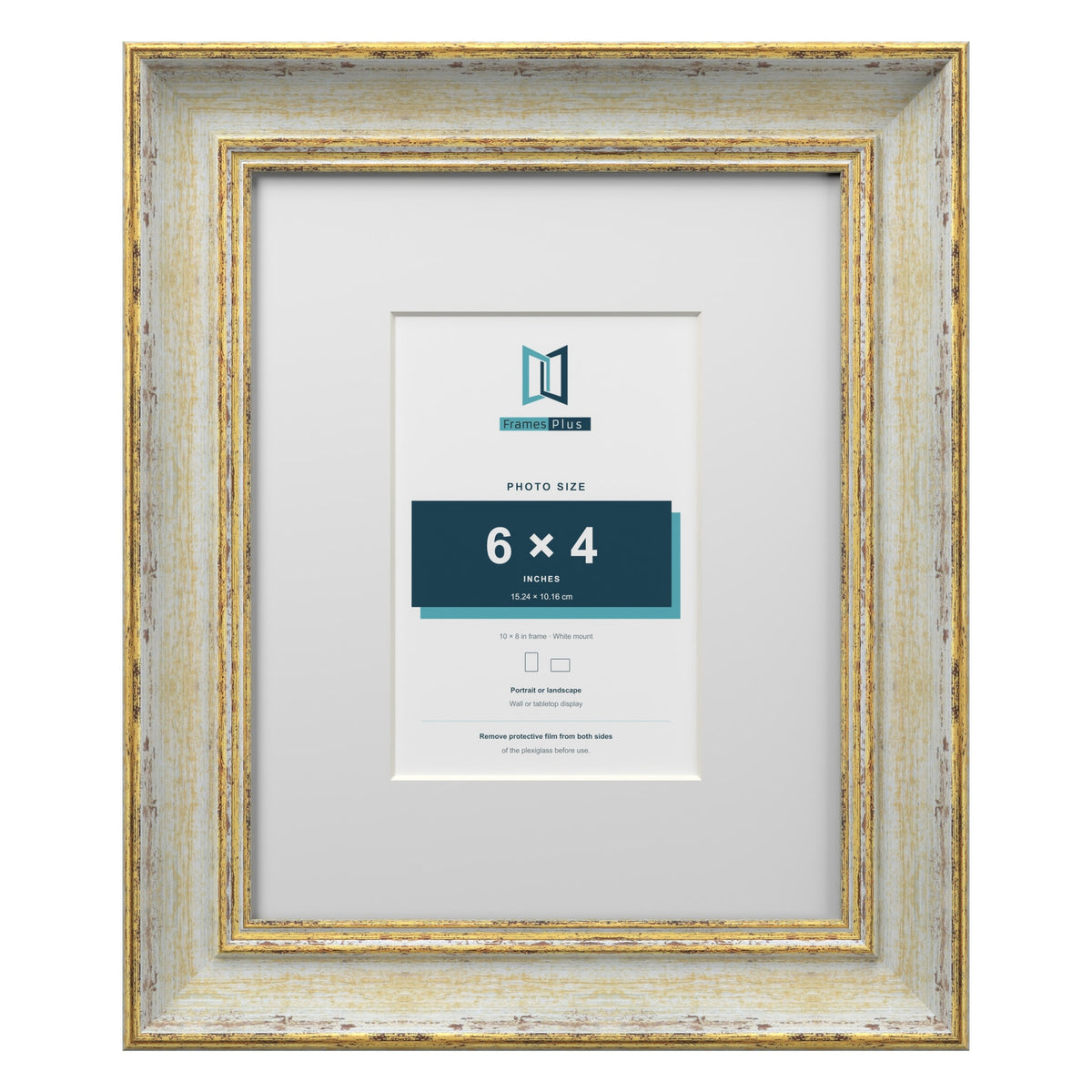 Cassis Cream 10 x 8 inch picture frame with a white mount for a 6 x 4 inch photo
