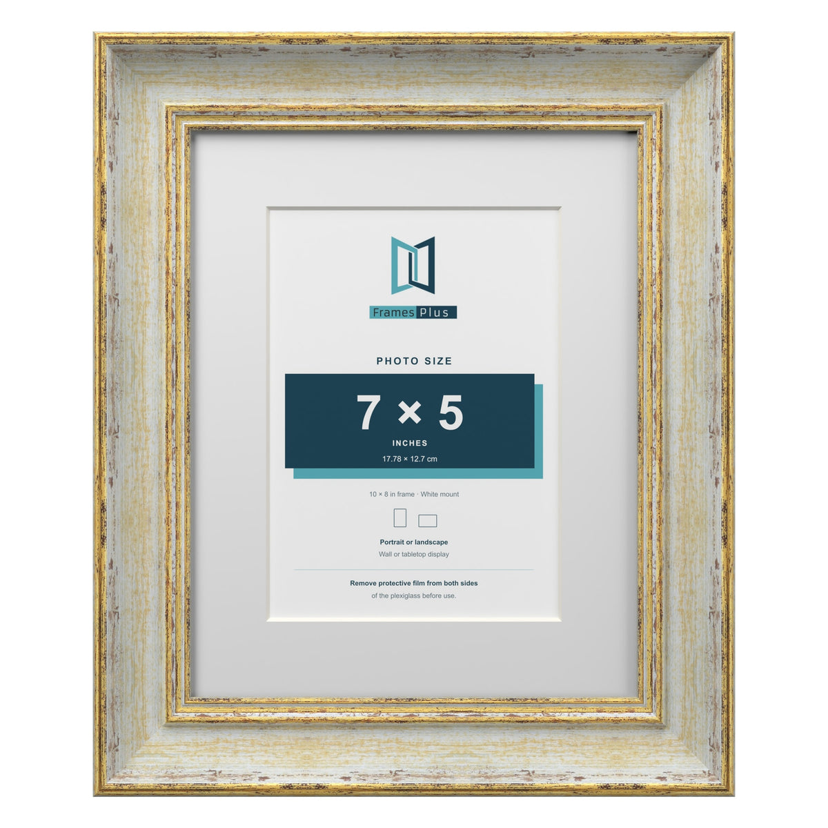 Cassis Cream 10 x 8 inch picture frame with a white mount for a 7 x 5 inch photo