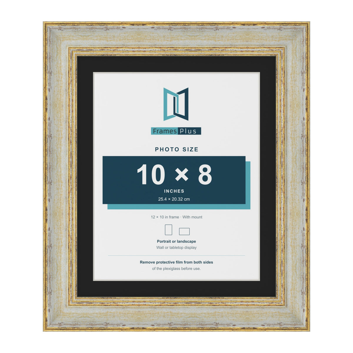 Cassis Cream 12 x 10 inch picture frame with a black mount for a 10 x 8 inch photo
