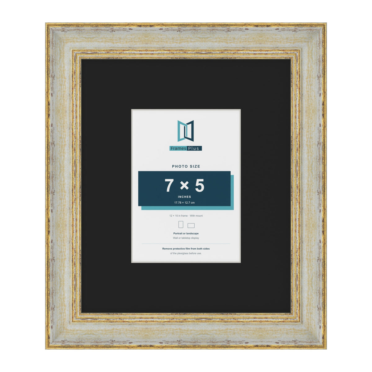 Cassis Cream 12 x 10 inch picture frame with a black mount for a 7 x 5 inch photo