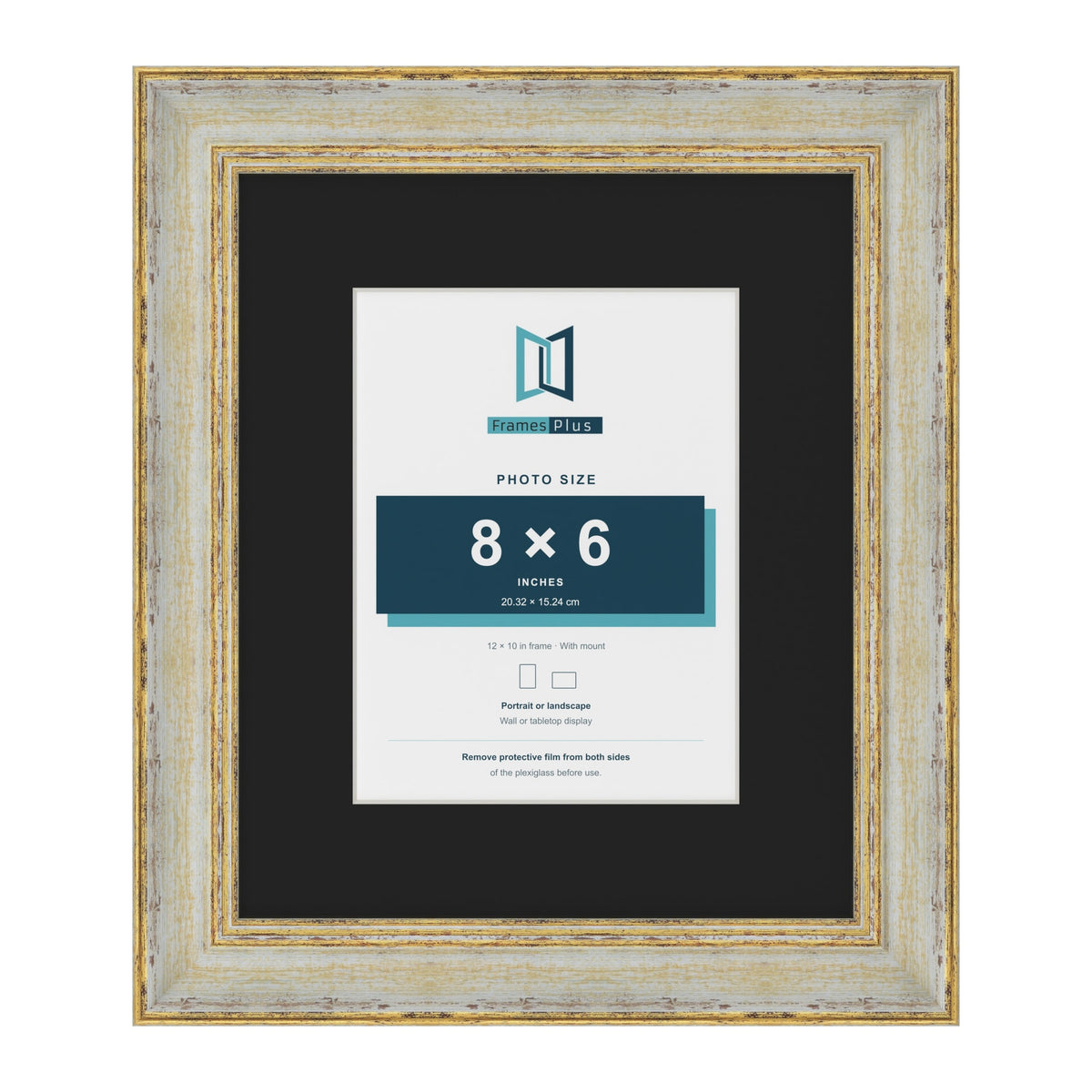 Cassis Cream 12 x 10 inch picture frame with a black mount for an 8 x 6 inch photo