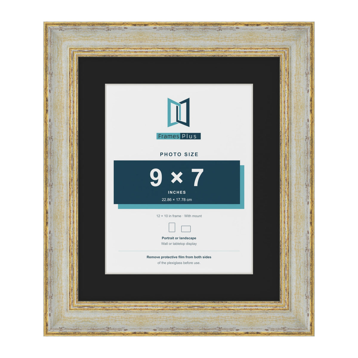 Cassis Cream 12 x 10 inch picture frame with a black mount for a 9 x 7 inch photo