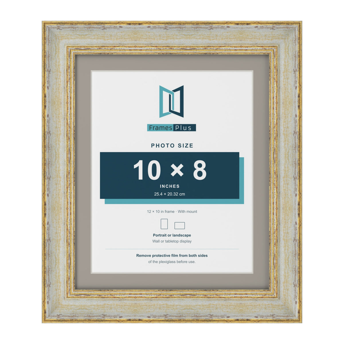 Cassis Cream 12 x 10 inch picture frame with a dawn grey mount for a 10 x 8 inch photo