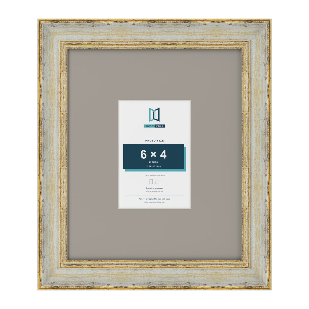 Cassis Cream 12 x 10 inch picture frame with a dawn grey mount for a 6 x 4 inch photo