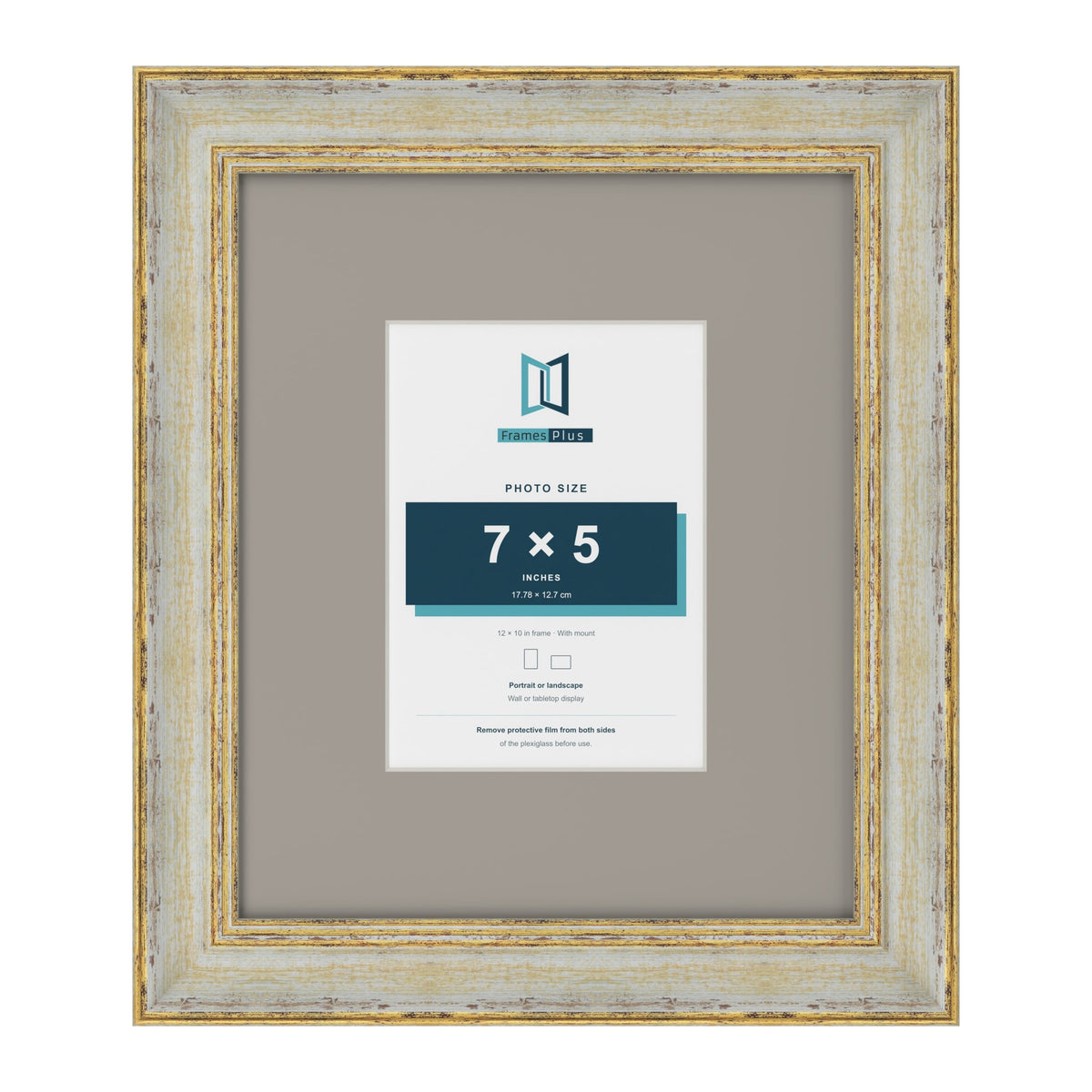 Cassis Cream 12 x 10 inch picture frame with a dawn grey mount for a 7 x 5 inch photo