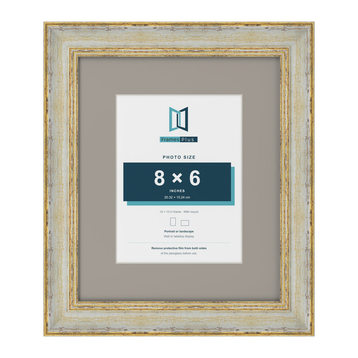 Cassis Cream 12 x 10 inch picture frame with a dawn grey mount for an 8 x 6 inch photo